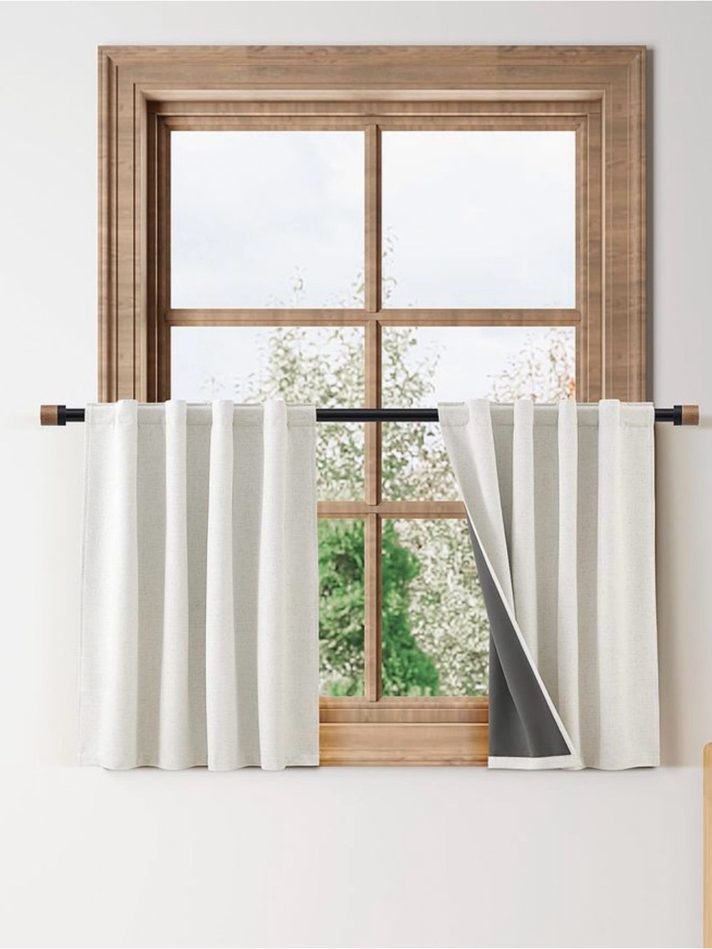 Nanspring Cream Ivory 100 Blackout Cafe Linen Curtains